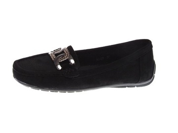 DAMSKIE ZAMSZOWE MOKASYNY Black r.36