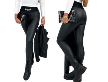 KLASYCZNE MATOWE eko skóra legginsy WYSZCZUPLAJĄCE MAT XL/XXL 39