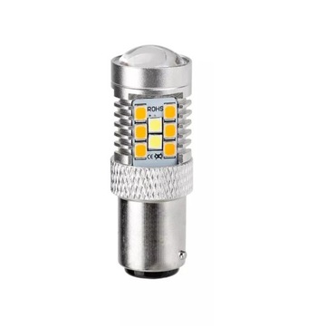 ŻARÓWKA LED DUAL COLOR BIAŁY + POMARAŃCZOWY P21/5W BAY15D USA