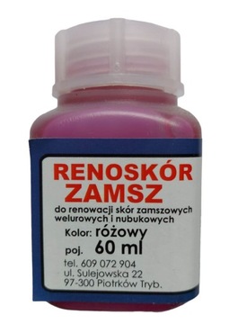 Farba zamszu weluru nubuku RENOSKÓR RÓŻOWY 60ml