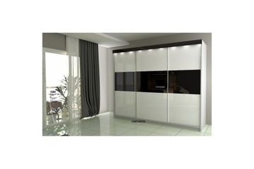 SZAFA 250X265X62 BIAŁO-CZARNO Z PŁYTY NA WYSOKI POŁYSK RUBIN III
