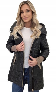 ЖЕНСКАЯ ЛЕГКАЯ СТЕГАНАЯ ПЕРЕХОДНАЯ ВЕСЕННЯЯ КУРТКА С КАПЮШОНОМ S