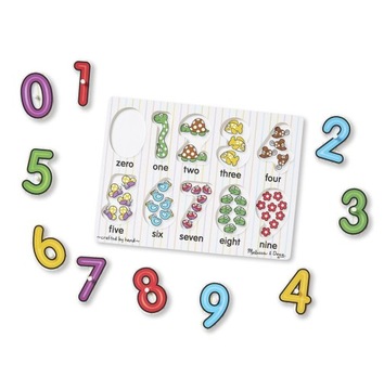 Drewniane puzzle układanka z uchwytami cyferki