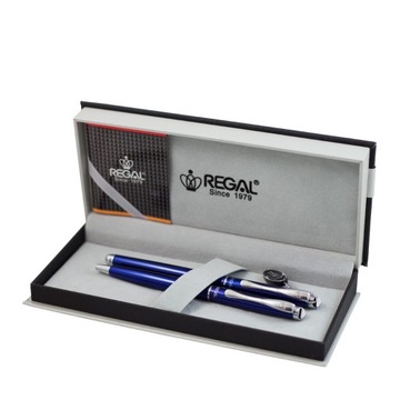 PIÓRO ZE STALÓWKĄ I DŁUGOPIS REGAL EDWARD BLUE RE91PD W ETUI NA PREZENT