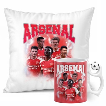 Zestaw Kubek Piłkarski + Poduszka Arsenal Saka Odegaard Rice Saliba