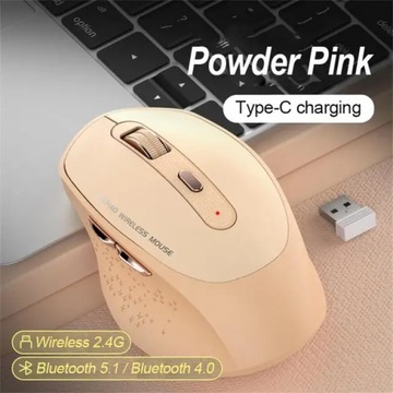 RYRA podwójny tryb Bluetooth 2.4G bezprzewodowa mysz type-c akumulatorowa