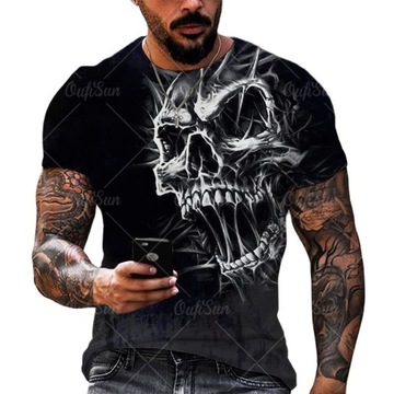 T-SHIRT MĘSKI KOSZULKA 3D NADRUK CZASZKI 2XL
