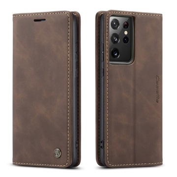 Etui z klapką Caseme do Galaxy S21 Ultra brązowy