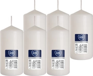6X BIAŁA Świeca walec bezzapachowa ŚWIECZKA PARAFINOWA 12CM 38H 260G
