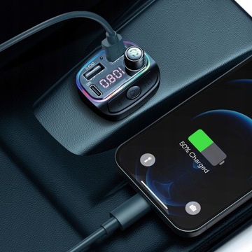 АВТОМОБИЛЬНЫЙ FM-ПЕРЕДАТЧИК BLUETOOTH БЫСТРОЕ ЗАРЯДНОЕ УСТРОЙСТВО 7 ЦВЕТОВ RGB MP3 2XUSB