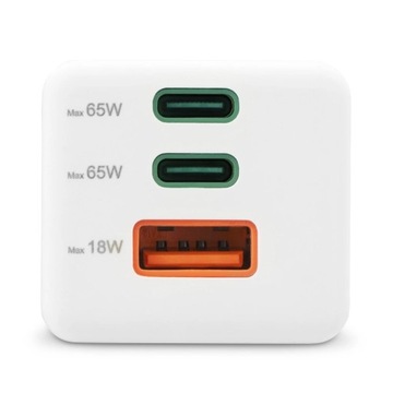 Сетевое зарядное устройство Mega fast Hama GaN 65 Вт PD/QC, 2 выхода USB-C, 1 выход USB-A