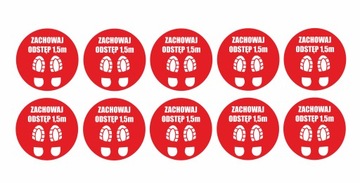 Naklejka ZACHOWAJ ODSTĘP pakiet 10 na podłogę o