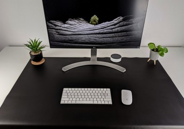 Кожаный коврик для стола с клапаном - черный - 100 x 60 см