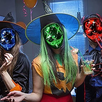 Maska halloweenowa, maska LED Halloween wiecca