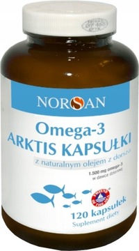 NORSAN OMEGA-3 ARKTIS - SUPLEMENT DIETY - OLEJ RYBI (TRAN) 120 kapsułek