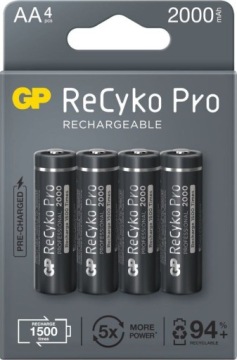 4 NiMH аккумулятора GP Recyko PRO AA R6, 2000 мАч