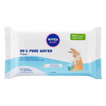 NIVEA BABY PURE WATER Chusteczki nawilżane mokre dla dzieci bezwonne 57szt.