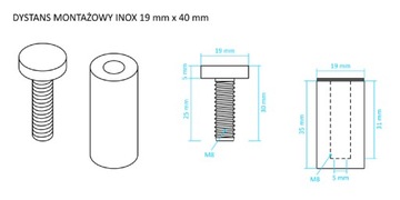ПОВЕРНУТОЕ Монтажное расстояние 19x40 SATIN INOX 304