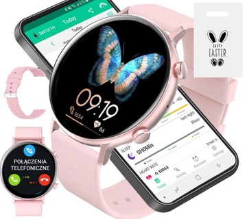 DAMSKI SMARTWATCH RUBICON ROZMOWY SMS EKG PULS RÓŻOWY SMART WATCH PRO