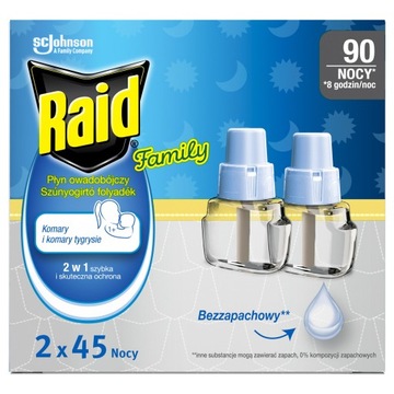 PŁYN NA KOMARY DO ELEKTROFUMIGATORA OWADOBÓJCZY RAID BEZZAPACHOWY 90 NOCY