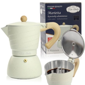 KAWIARKA ALUMINIOWA MOKA ZAPARZACZ WŁOSKI DO KAWY NA 6 FILIŻANEK