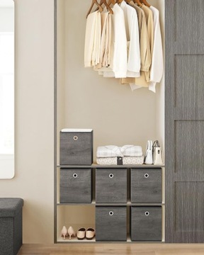 6 x НАБОР КУБОВ ДЛЯ ХРАНЕНИЯ 26x26x28 см СКЛАДНОЙ СЕРЫЙ