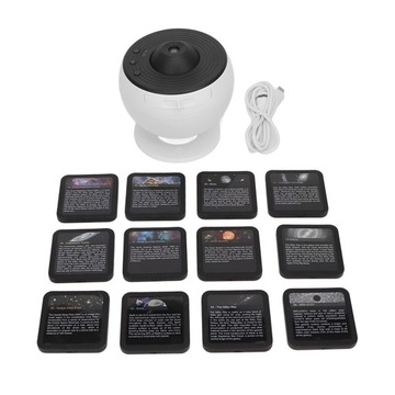 PROJEKTOR GWIAZD LAMPKA NOCNA 12X DYSK PLANETY USB PLANETARIUM 360 STOPNI