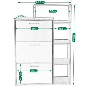 Шкаф для обуви, книжный шкаф с 3 отделениями, ОБУВЬ, вместительный комод для прихожей.