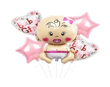 Balon foliowy Baby Girl 5 sztuk dla dziewczynki URODZINY roczek BABY SHOWER