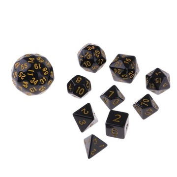 10 штук акриловых многогранных кубиков для игры DND RPG желтого цвета