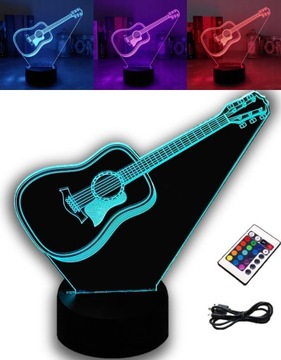 LAMPKA NOCNA GITARA KLASYCZNA 3D RGB NA PREZENT