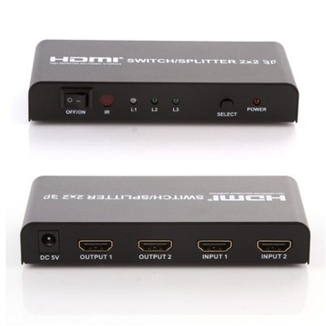 Переключатель HDMI 2x2 Разветвитель 3D-видео 1080p 2 монитора 2 компьютера