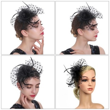 CZAPKI DAMSKIE CZAPKI FASCYNATOR DO WŁOSÓW KORONKA KARNAWAŁOWA