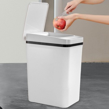 Умная мусорная корзина для ванной комнаты, 15 л, бесконтактная мусорная корзина для кухни, ванной комнаты, белого цвета
