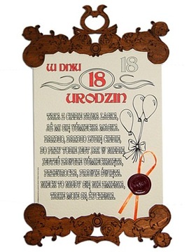 DYPLOM W DNIU 18 URODZIN DLA NIEJ SP życzenia