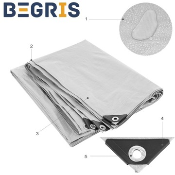 СЕРЕБРЯНЫЙ БРЕЗЕНТ 5X8 ОЧЕНЬ ТОЛСТЫЙ 130Г ПРОЧНЫЙ УСИЛЕННЫЙ КРЫШКА