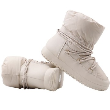 СНЕЖНЫЕ БОТИНКИ ЖЕНСКИЕ ТЯЖЕЛЫЕ УТЕПЛЕННЫЕ БОТИНКИ ЗИМНЯЯ ОБУВЬ НА ПЛАТФОРМЕ ТЕПЛЫЙ БЕЖЕВЫЙ