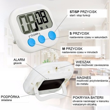 MINUTNIK CYFROWY TIMER STOPER LCD MAGNES JS-118 z