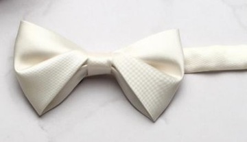 Muszka męska Atłasowa Mucha Elegancka do garnituru biała do ślubu klasyk