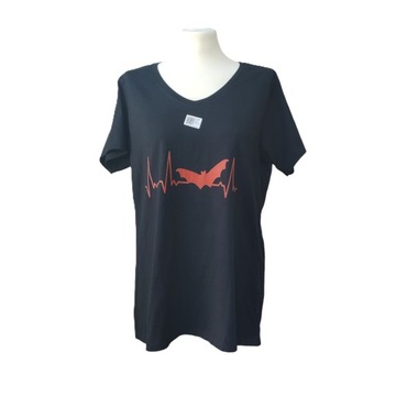 Koszulka damska, czarna,T-Shirt z nadrukiem ,100% bawełna, Port&Company, XL