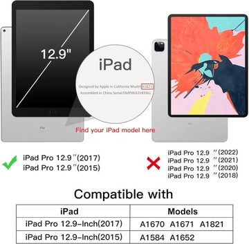 Чехол JETech для iPad Pro 12,9 дюйма (1-го и 2-го поколения, модели 2015 и 2017 гг.)