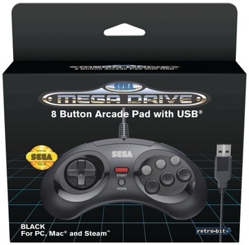 Sega Mega Drive Mini Official Pad Black USB PC PS3