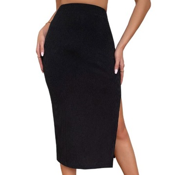 SPÓDNICZKA DOPASOWANA OŁÓWKOWA PRĄŻEK WYCIĘCIE KOLORY