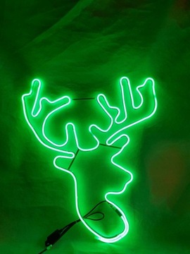 HIT! OZDOBA ŚWIĄTECZNA GŁOWA RENIFERA ZIELONY NEON