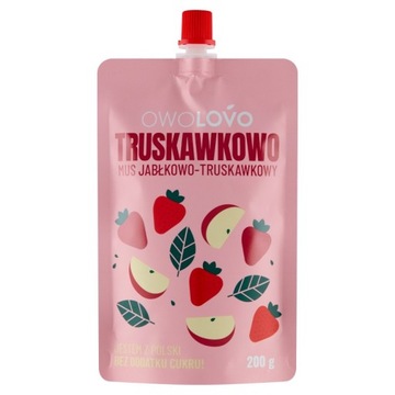 OWOLOVO Mus jabłko truskawka bez cukru 200 g