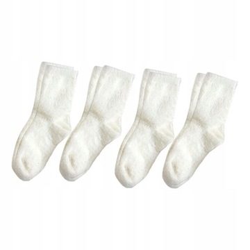 4 пары женских носков Теплые, толстые, модные осенне-зимние плюшевые носки, белые