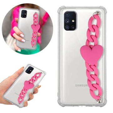 Etui Antishock Blink do SAMSUNG M51 Róż Łańcuszek