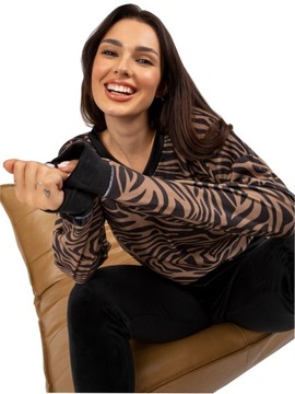 Komplet DAMSKI spodnie dres 2cz WELUR zebra brąz L
