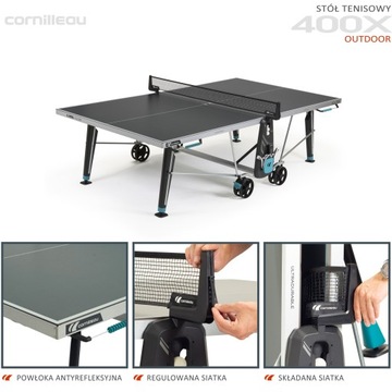 ТЕННИСНЫЙ СТОЛ CORNILLEAU 400X НА УЛИЦЕ СЕРЫЙ