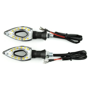 Kierunkowskazy motocyklowe LED 12 diod M10 E32 czarne biały klosz